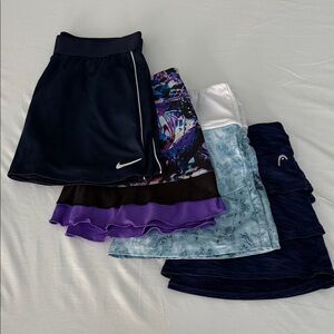 4 tennis skirts in various colors